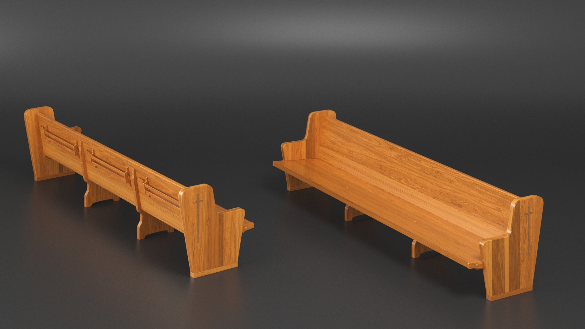 Wooden Church Pew Bench Light 3D model