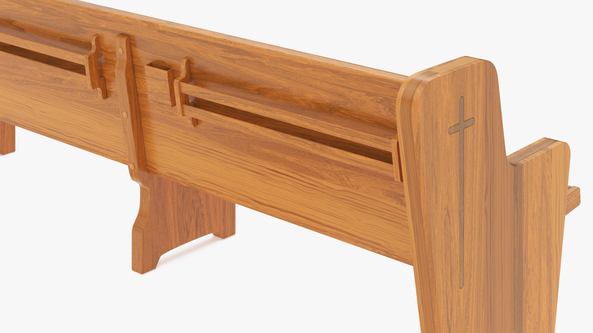 Wooden Church Pew Bench Light 3D model