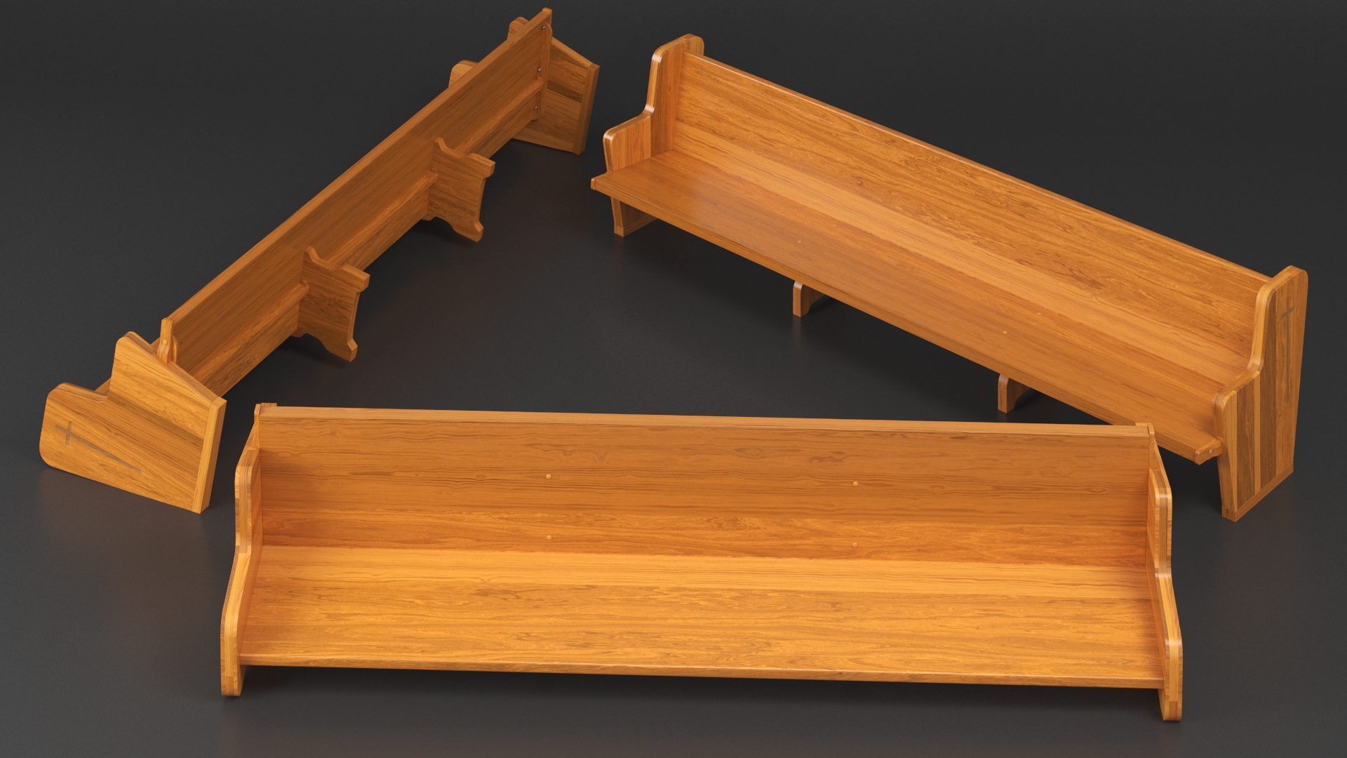 Wooden Church Pew Bench Light 3D model