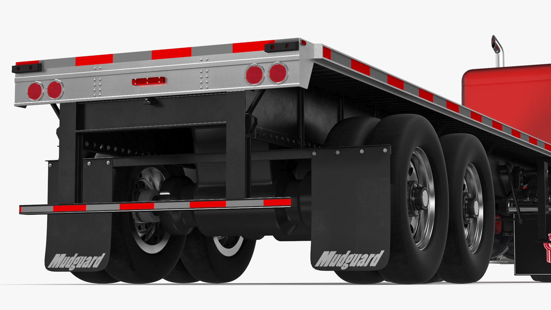 Kenworth W900 Truck and Flatbed Trailer 3D model