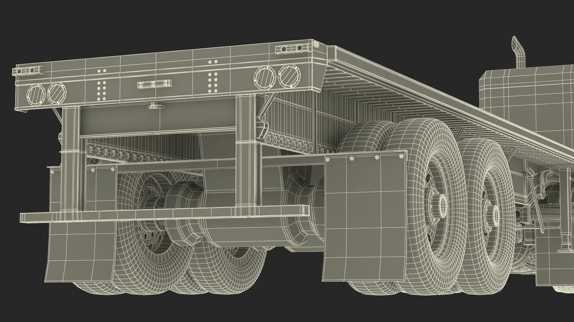 Kenworth W900 Truck and Flatbed Trailer 3D model