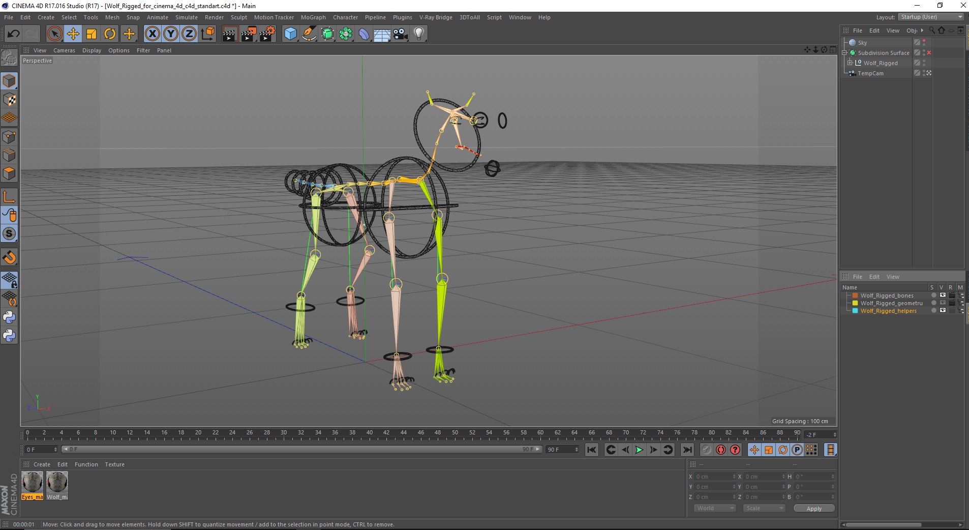 3D model Wolf Rigged for Cinema 4D