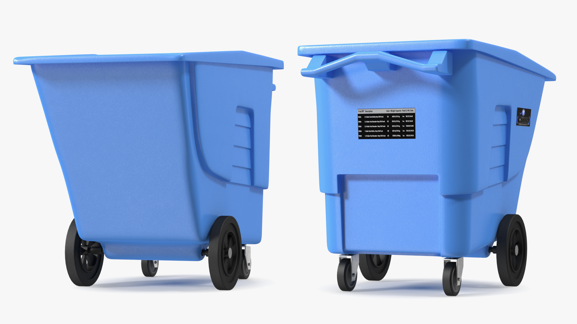 3D model Wheeled Plastic Blue Trash Can