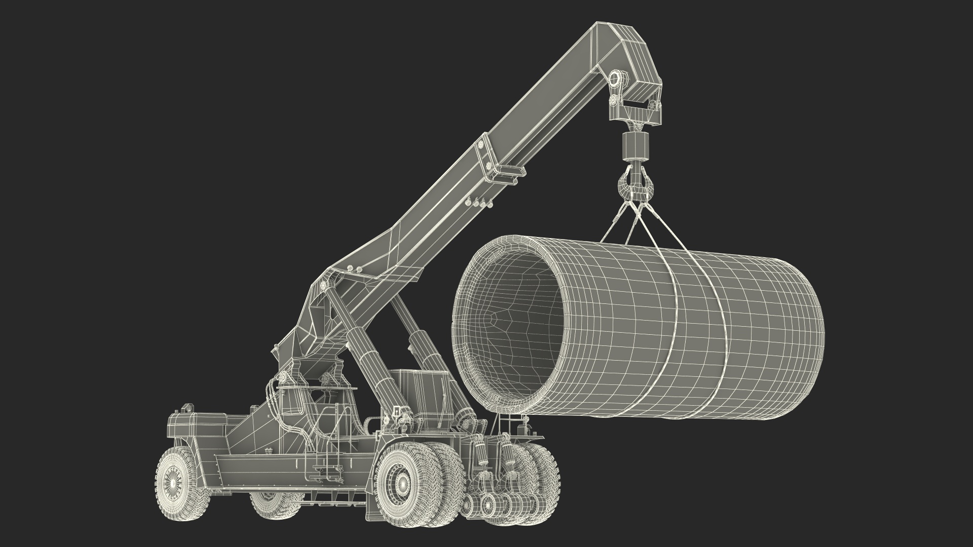 Mobile Reachstacker Nielsen NCN 180TH Lifting Concrete Pipe 3D model