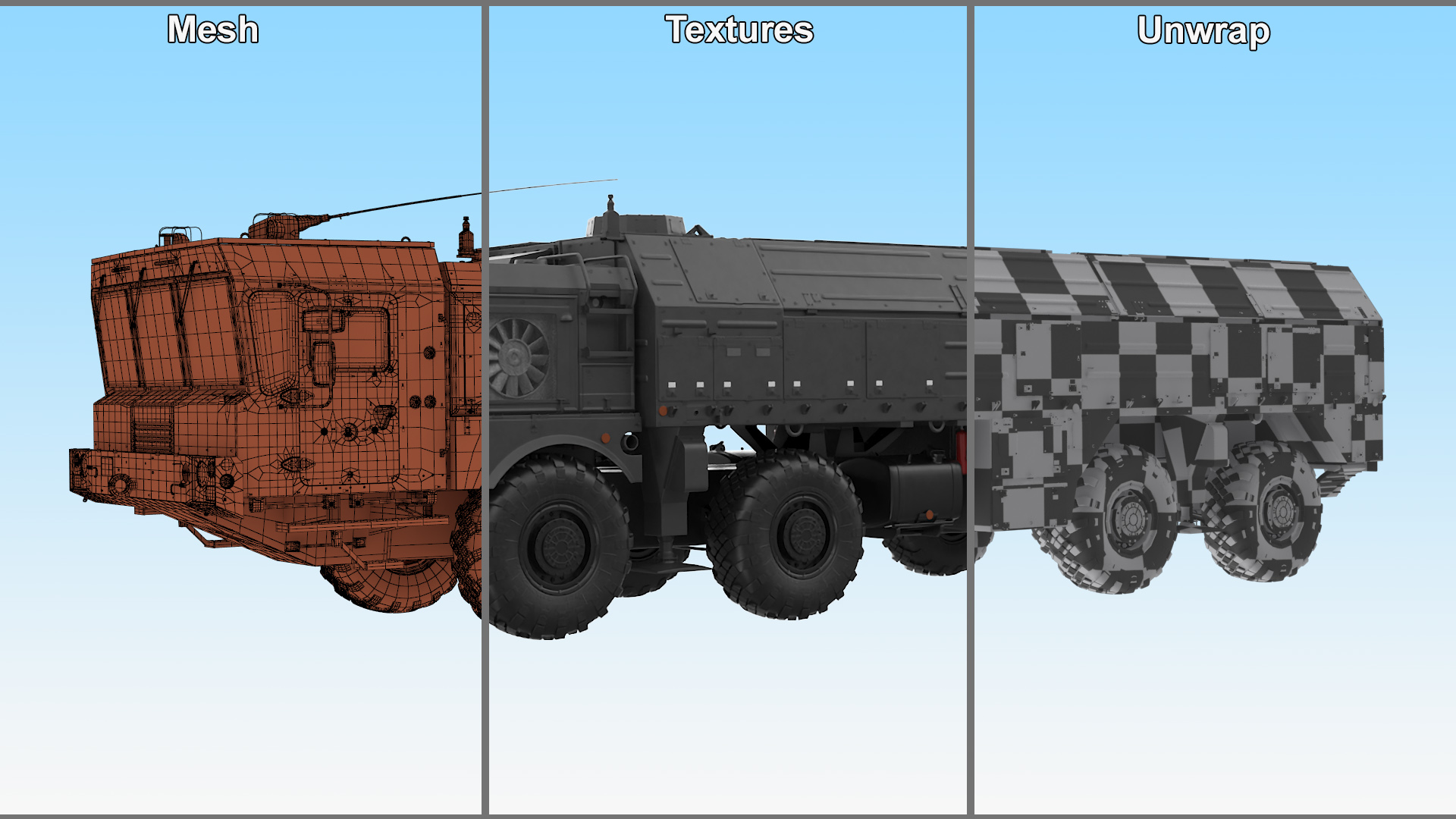 3D Military Missile Tactical Truck