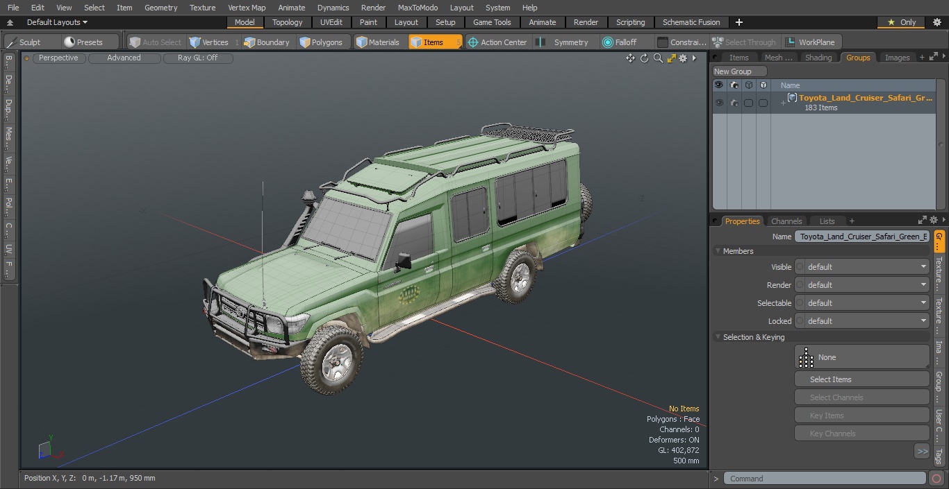 3D Toyota Land Cruiser Safari Green Exterior Only