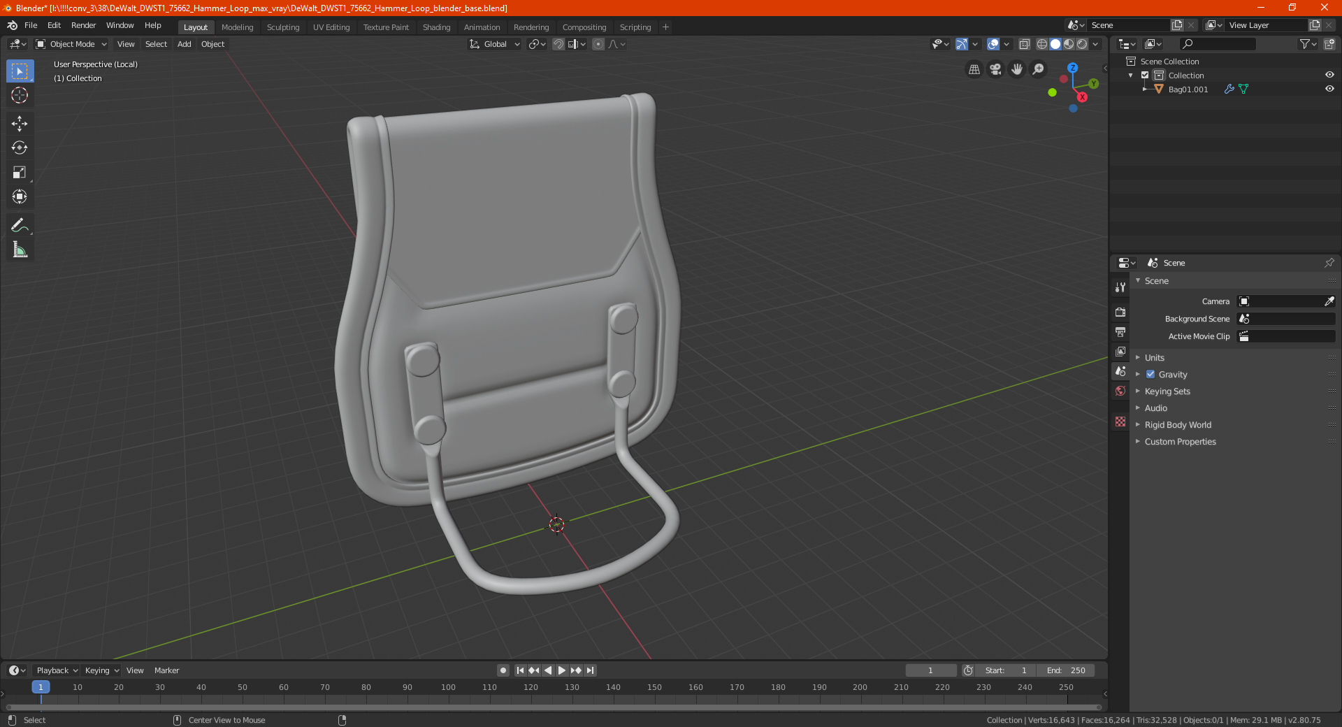 Hammer Holder Loop Dusty 3D model