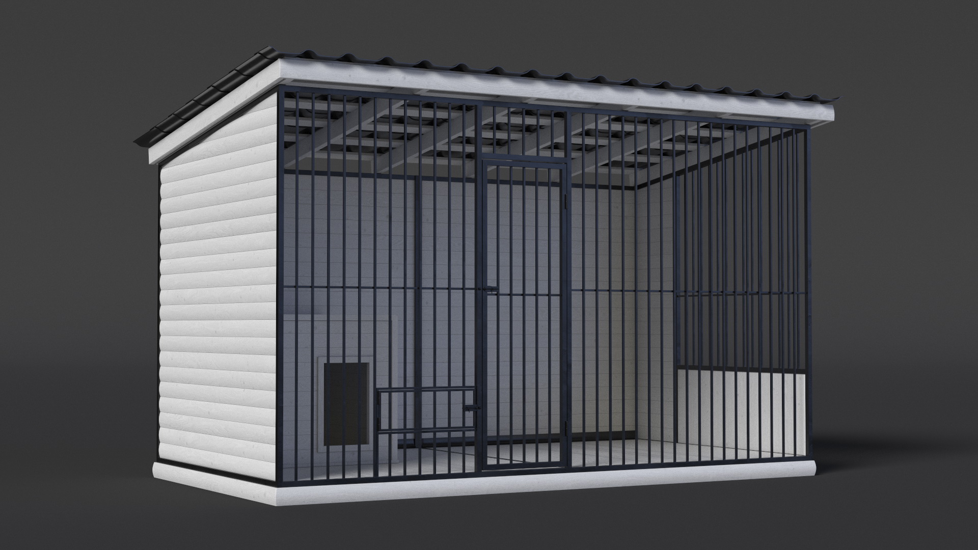 3D Dog Kennel with Roof White