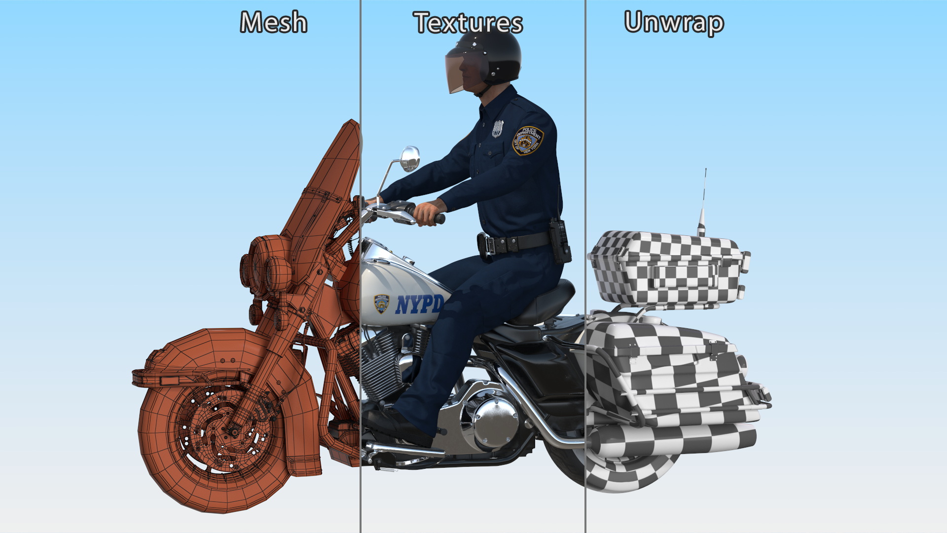 3D NYPD Road King Motorcycle with Officer model