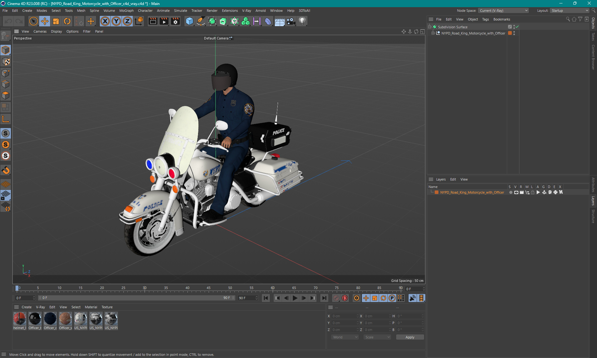 3D NYPD Road King Motorcycle with Officer model