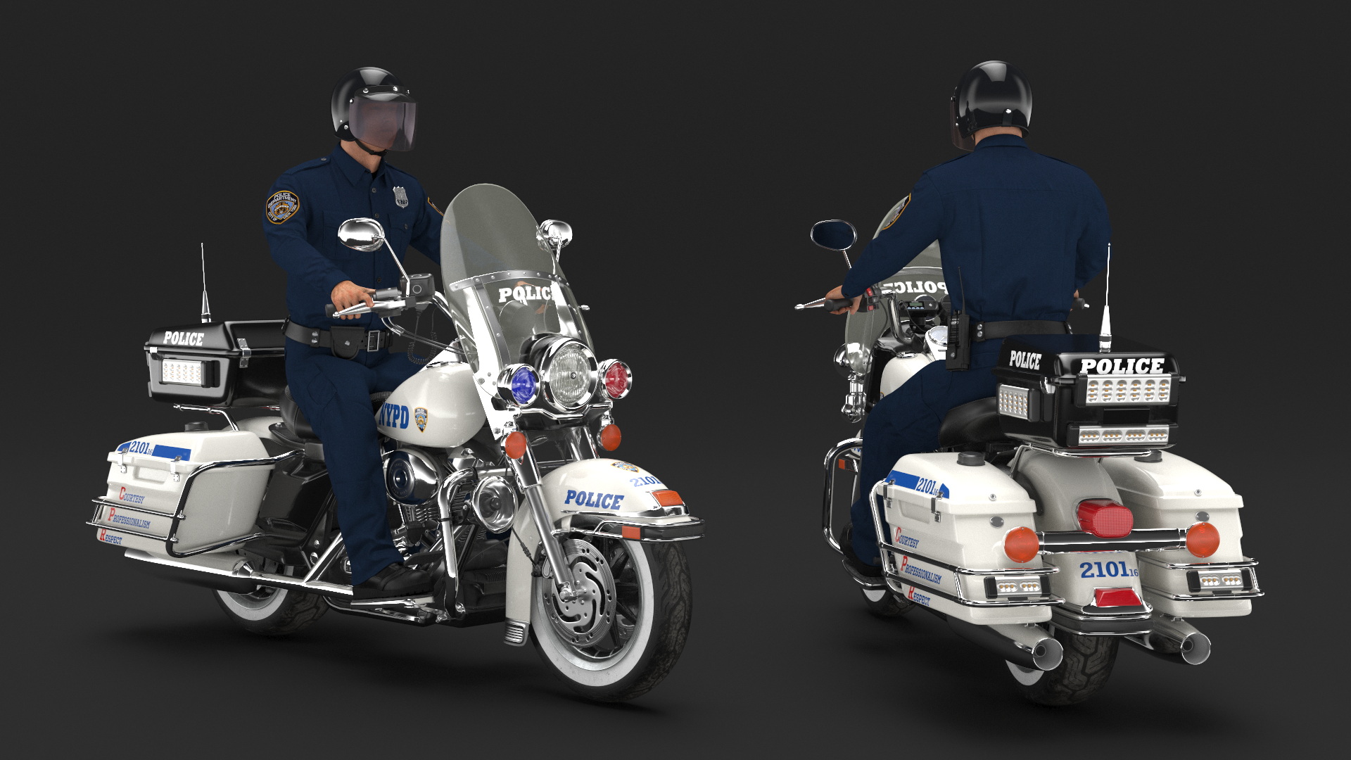 3D NYPD Road King Motorcycle with Officer model