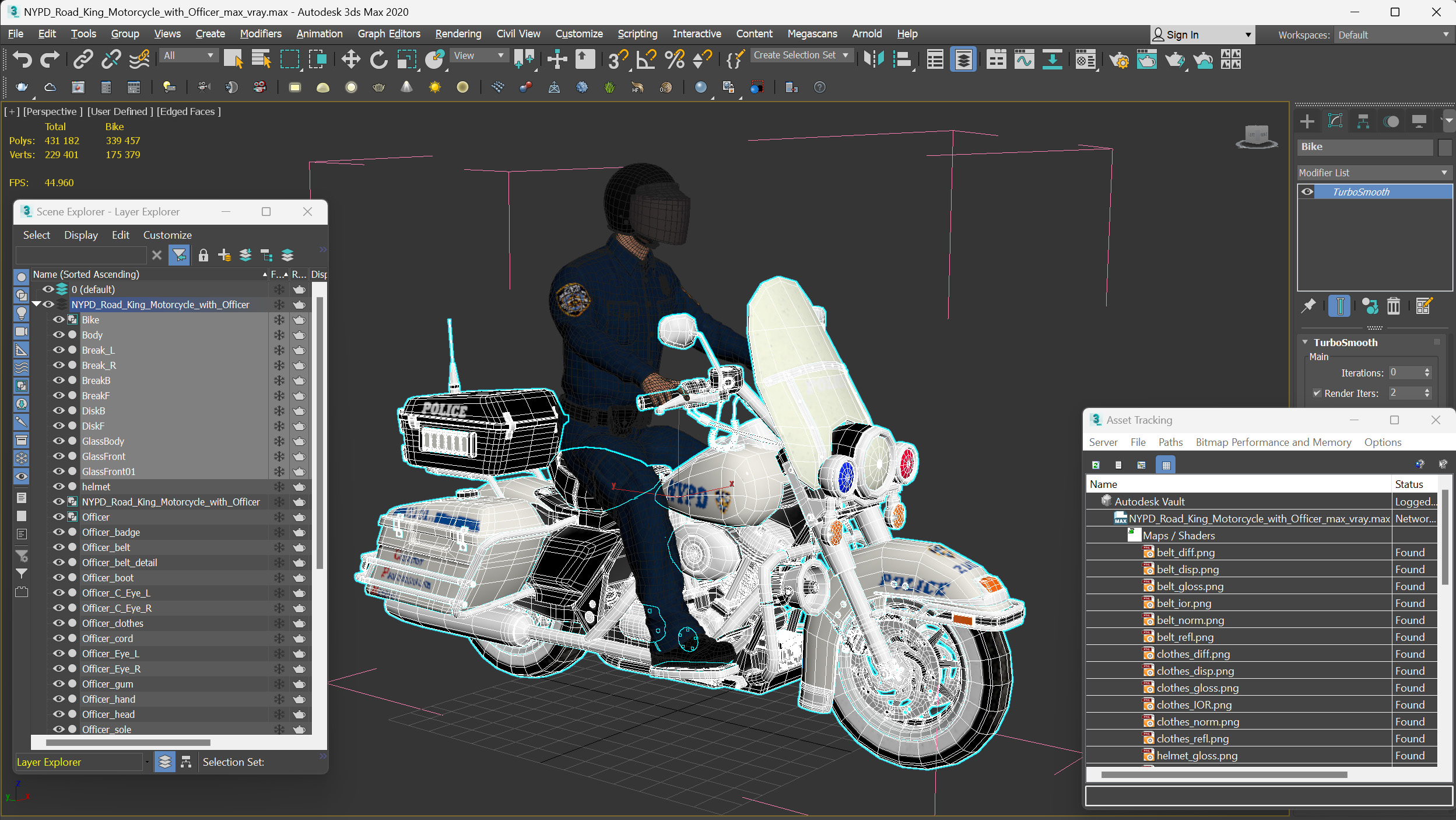 3D NYPD Road King Motorcycle with Officer model