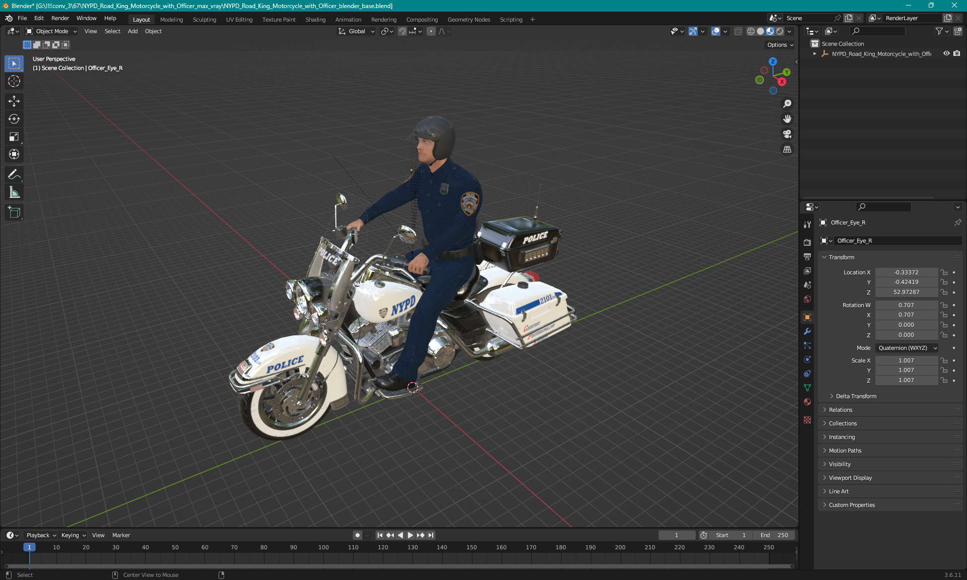 3D NYPD Road King Motorcycle with Officer model