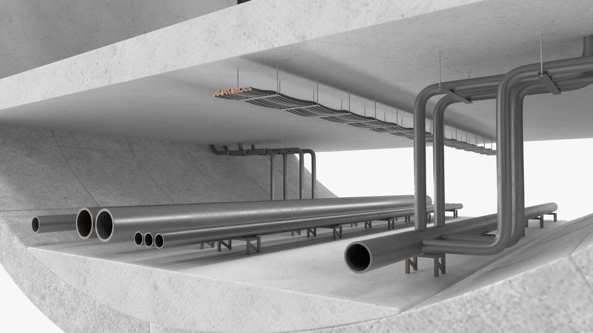 Two Level Car Tunnel Cross Section 3D model