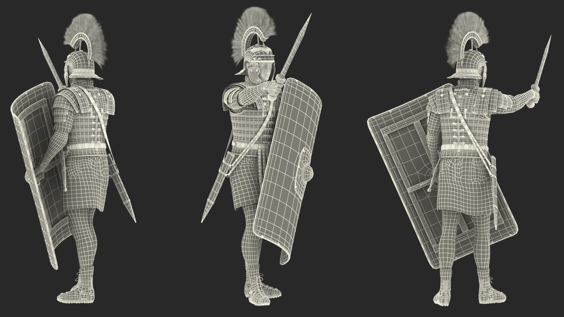 Veteran Roman Legionnaire with Gladius Salute Pose Fur 3D model