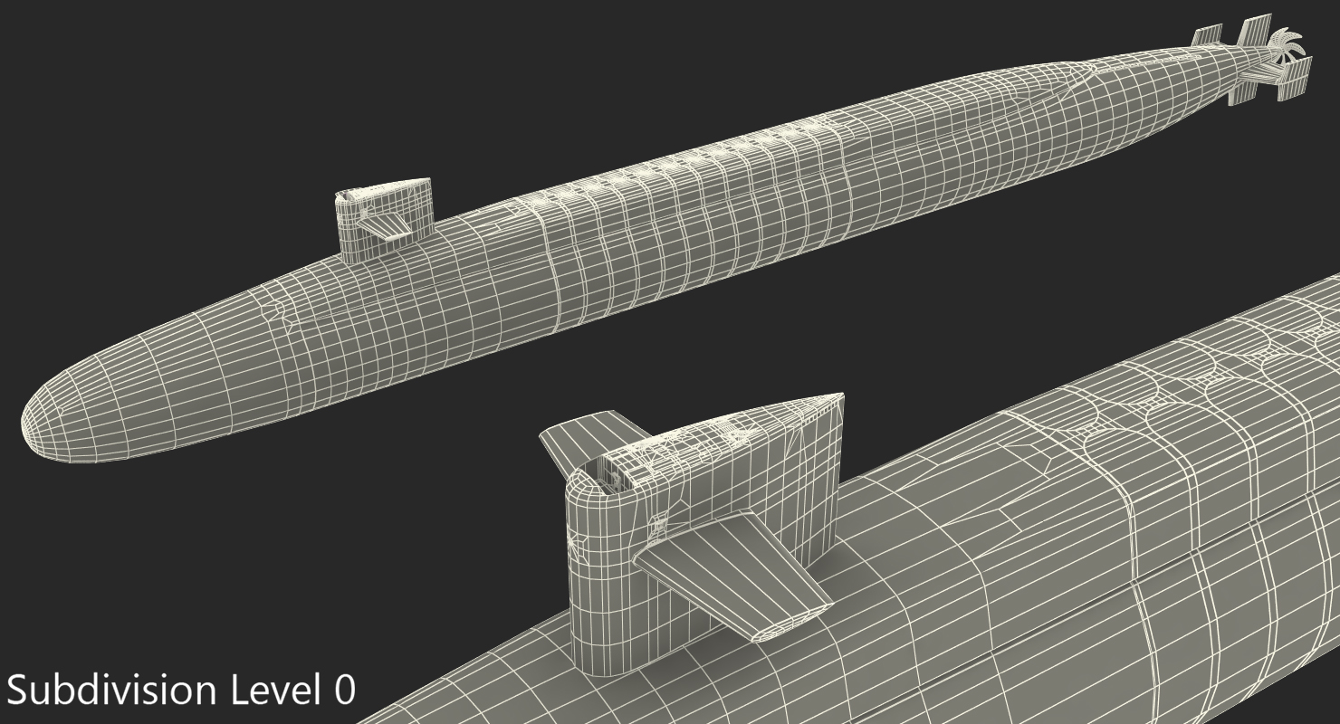 3D US Nuclear Submarine Ohio Class Rigged model