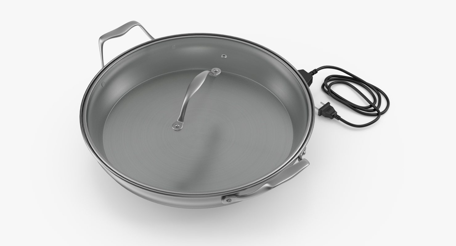 Round Electric Skillet 3D