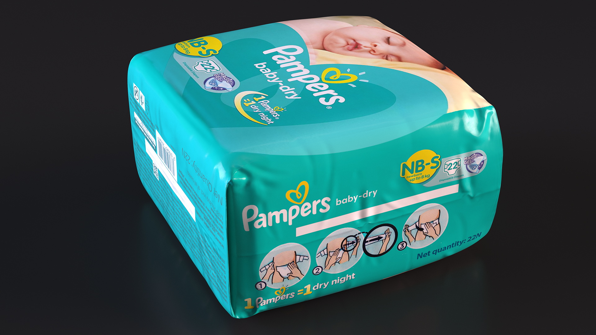 Pampers Baby Dry Diapers Package 3D