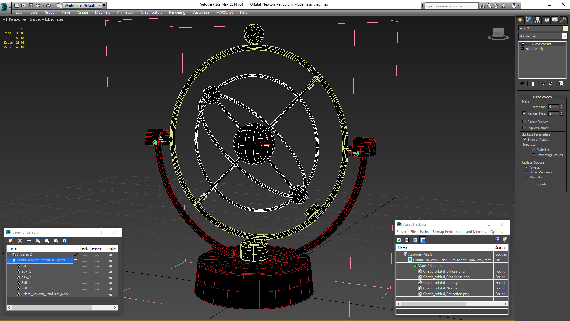 Orbital Newton Pendulum Model 3D model