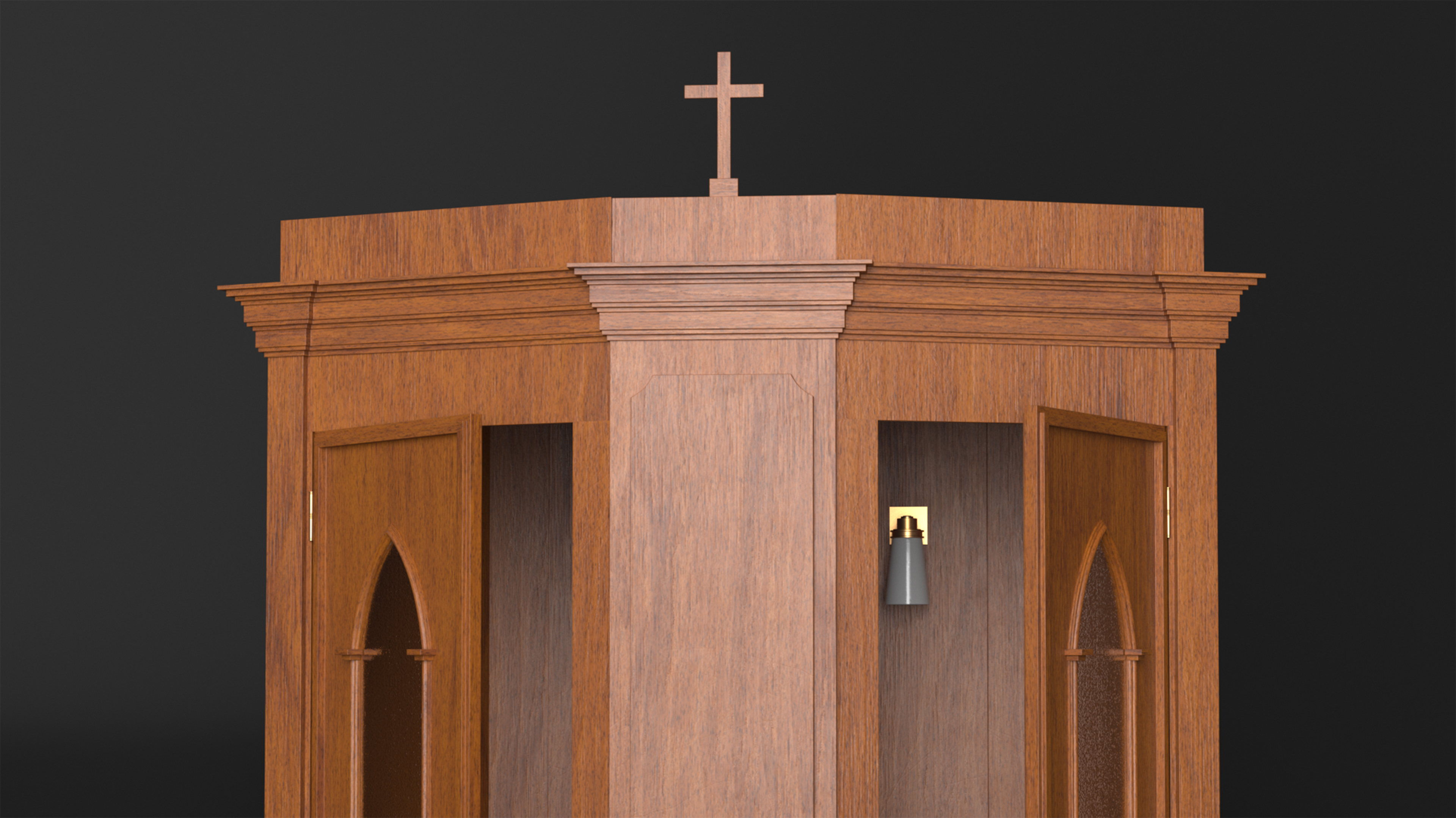 3D model Church Confessional Booth Open