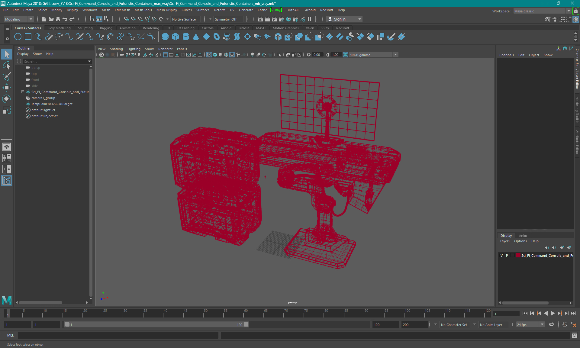 3D Sci-Fi Command Console and Futuristic Containers model