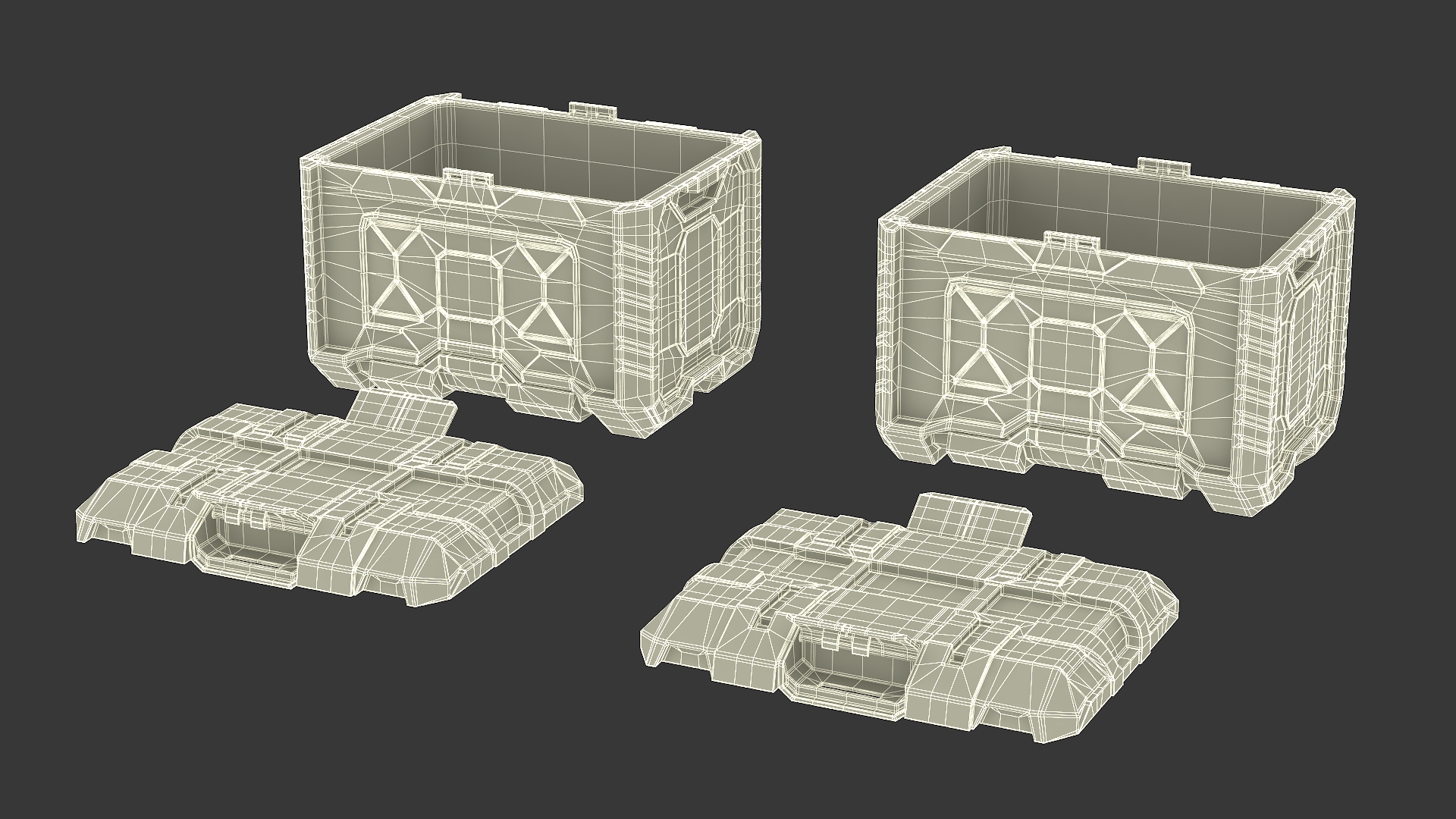 3D Sci-Fi Command Console and Futuristic Containers model