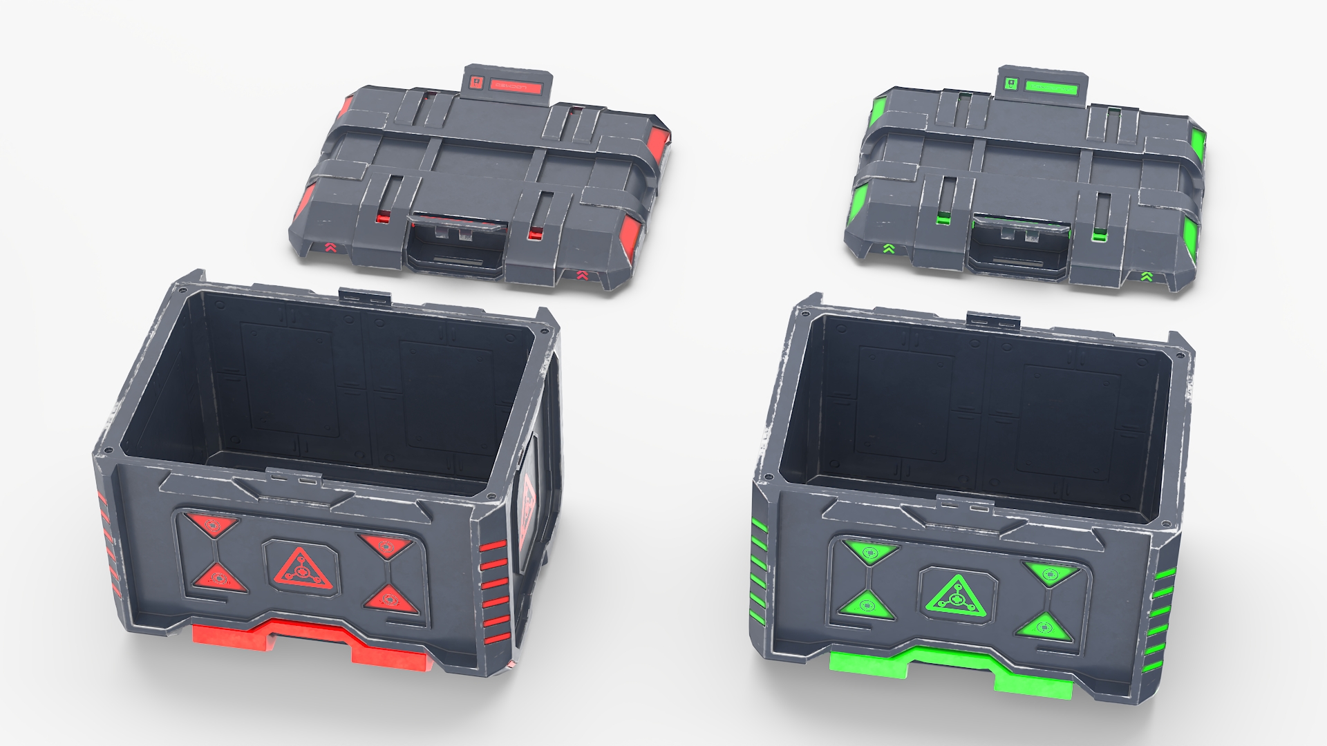 3D Sci-Fi Command Console and Futuristic Containers model