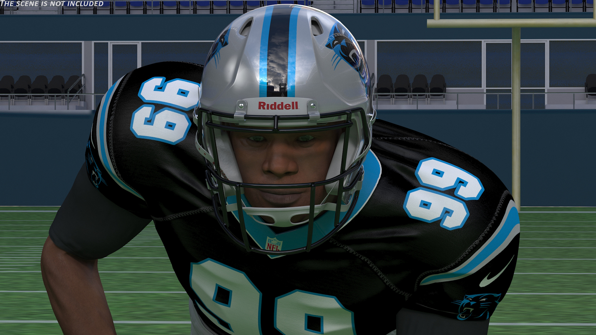 3D Carolina Panthers American Football Player Crouching Fur