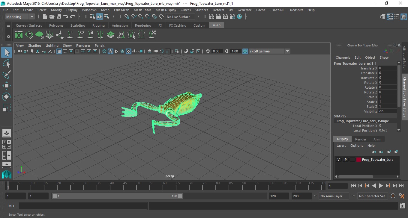 3D Frog Topwater Lure model