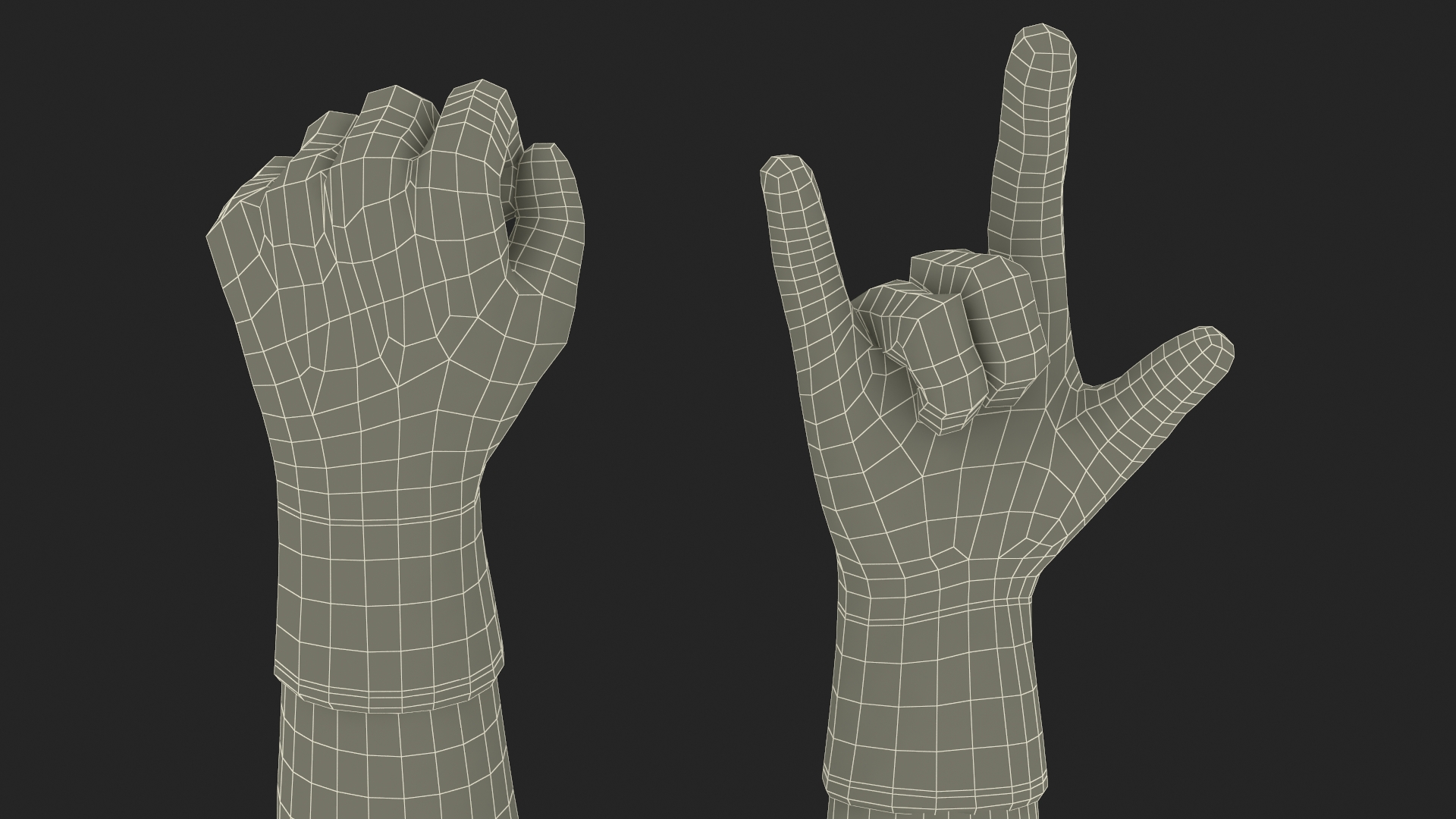 3D Hands in Red Safety Gloves Rigged model