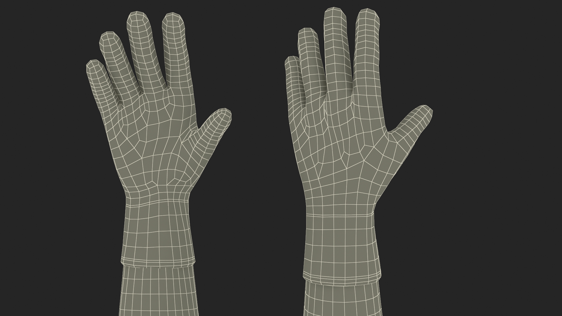 3D Hands in Red Safety Gloves Rigged model