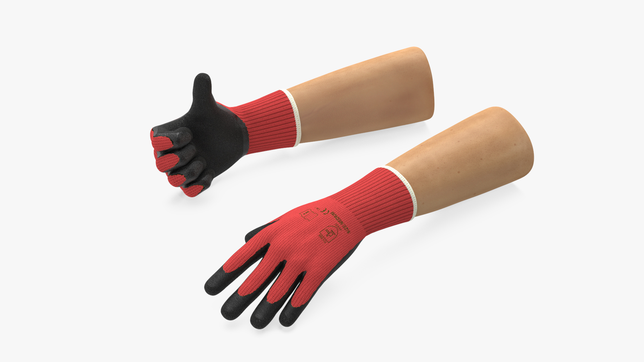 3D Hands in Red Safety Gloves Rigged model