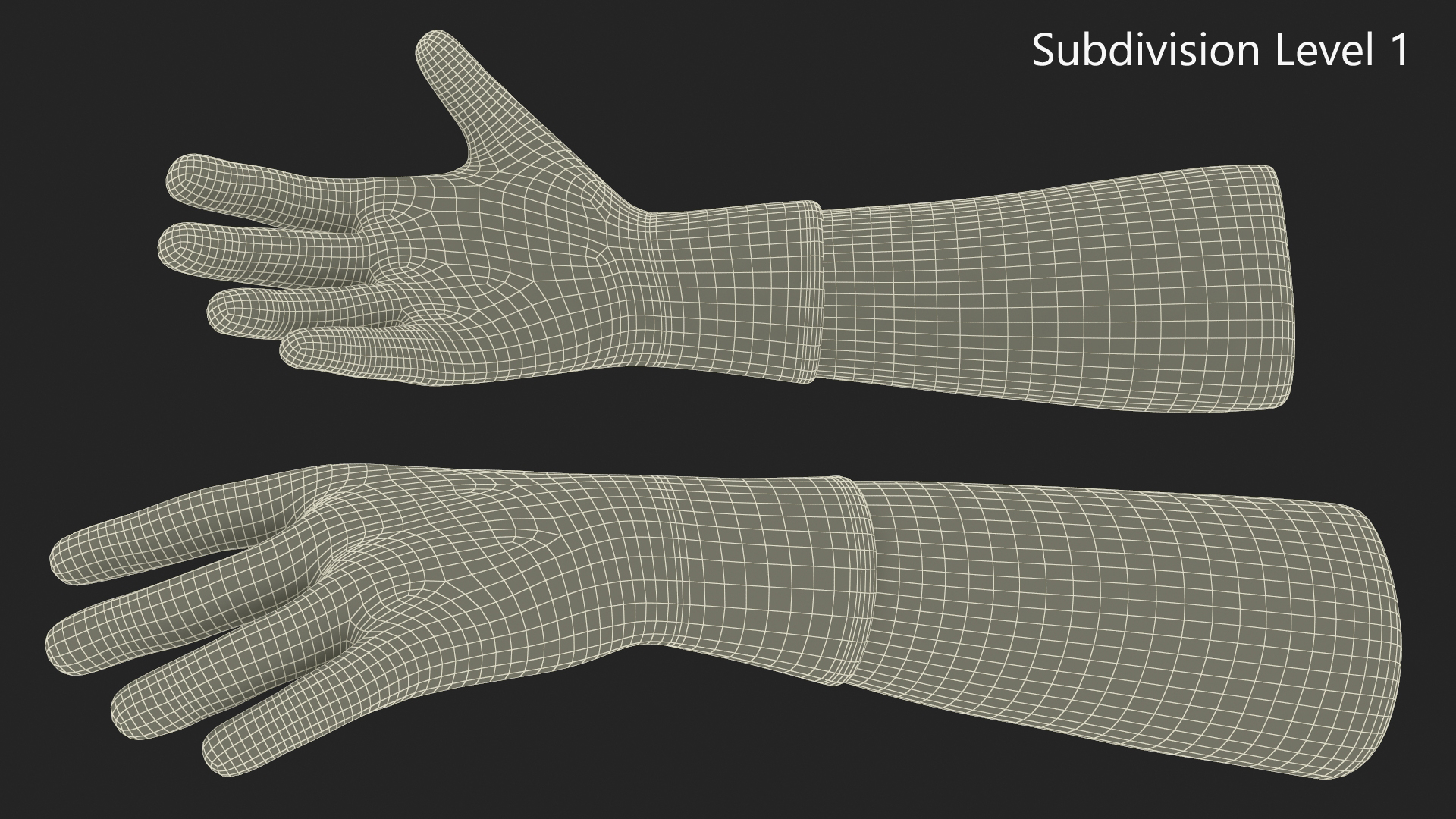 3D Hands in Red Safety Gloves Rigged model