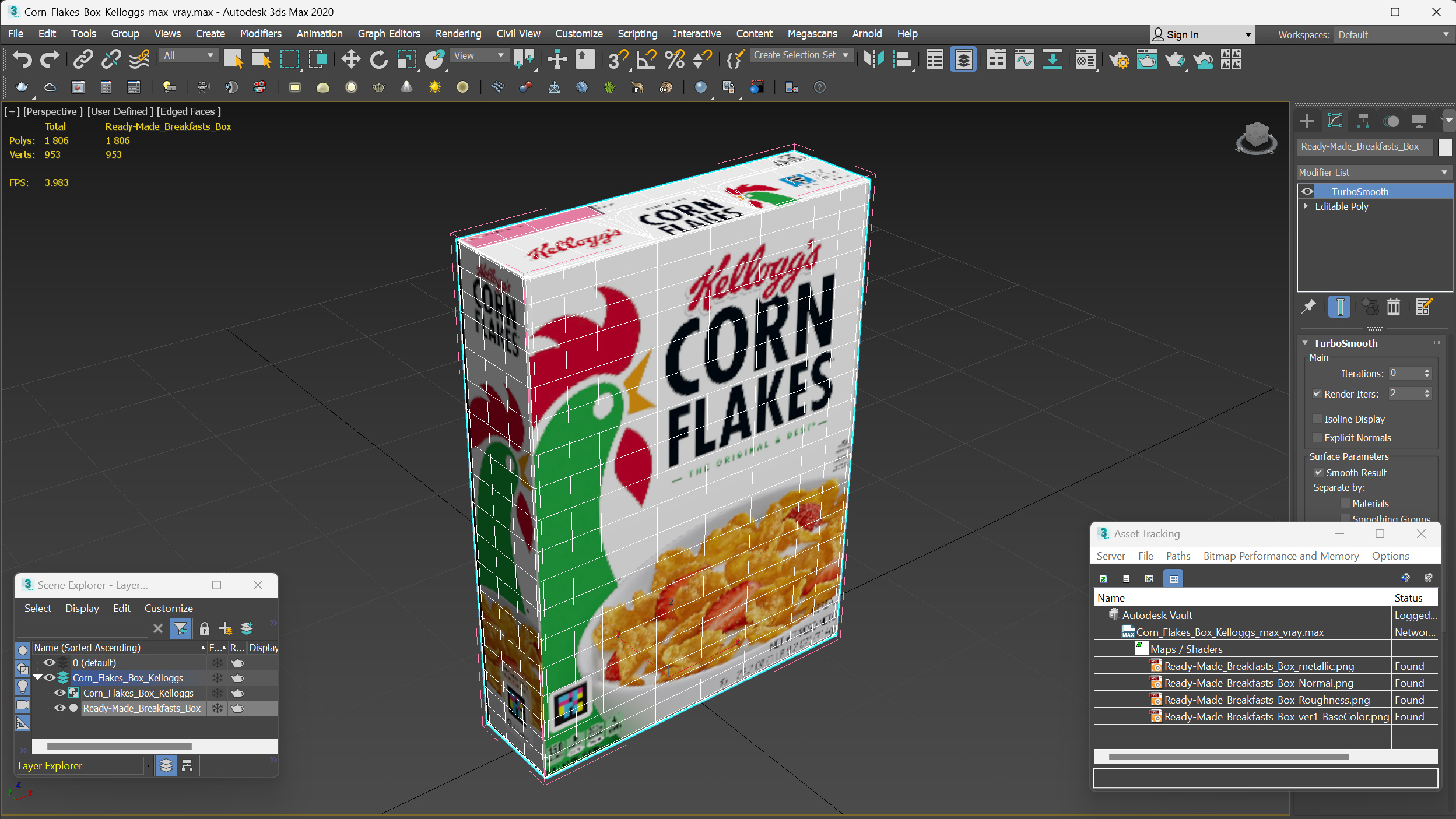 Corn Flakes Box Kelloggs 3D model