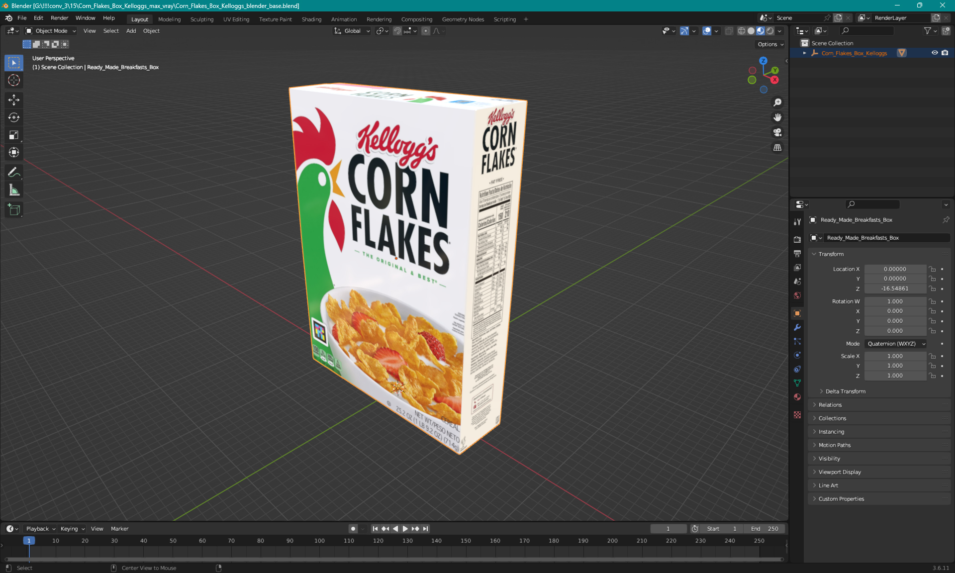 Corn Flakes Box Kelloggs 3D model