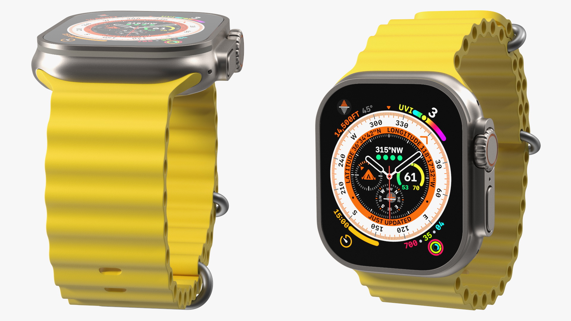 3D model Apple Watch Ultra Ocean Band Yellow