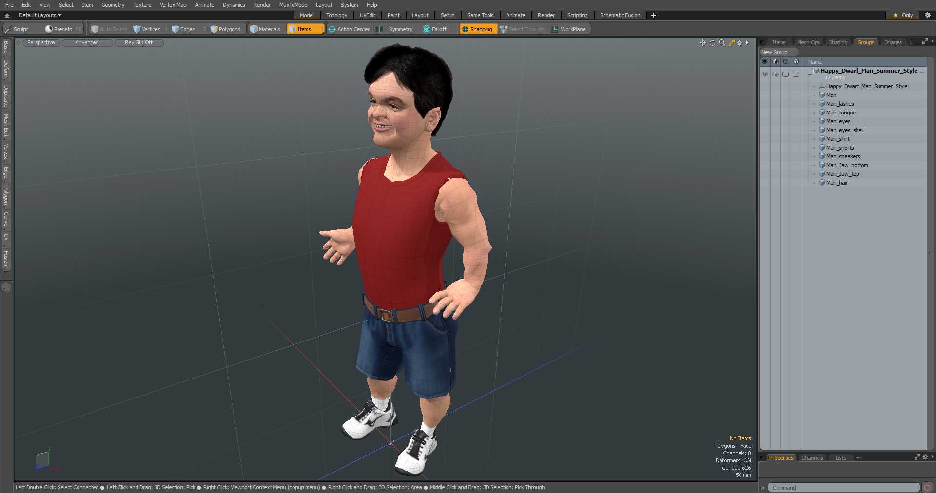 3D Happy Dwarf Man Summer Style model