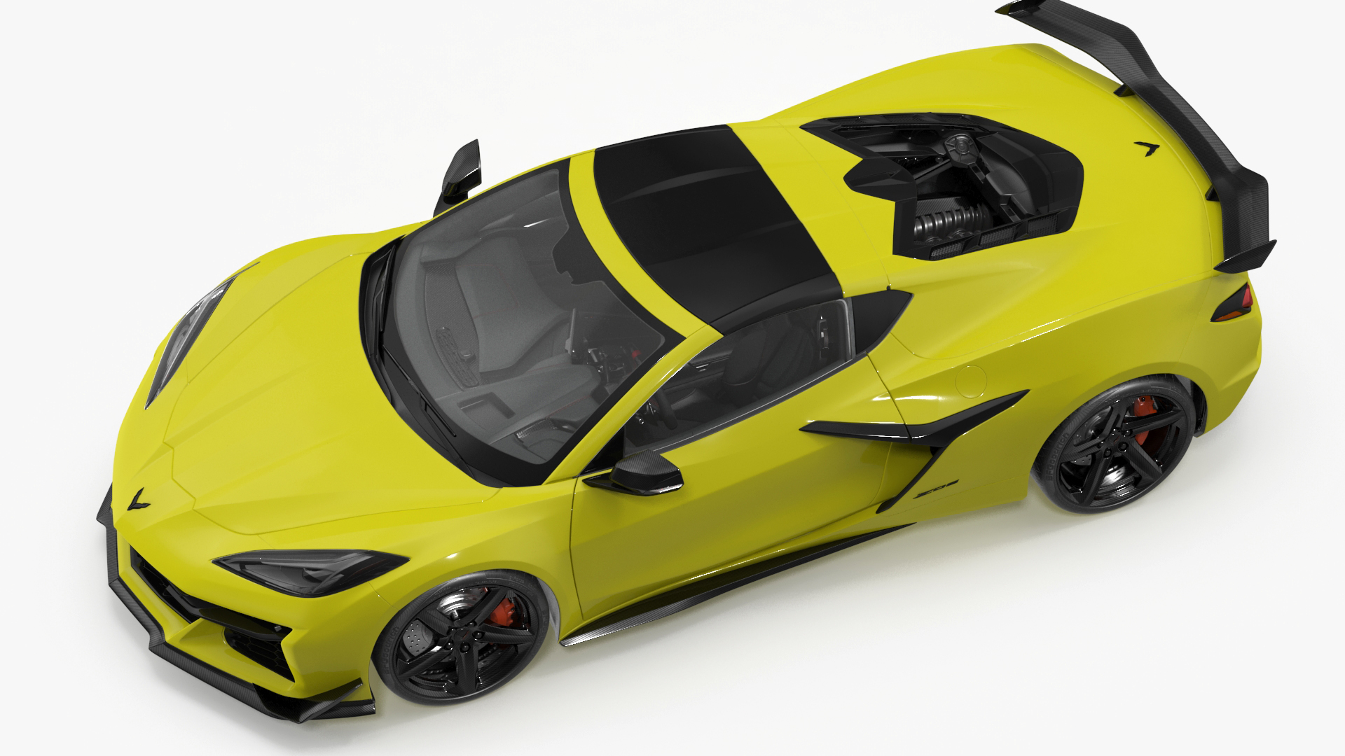 Yellow Chevy Corvette Z0 2023 Coupe Rigged 3D