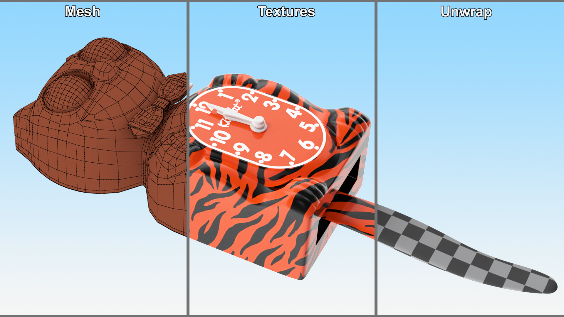 Bengal Tiger Kit Cat Clock Rigged for Cinema 4D 3D