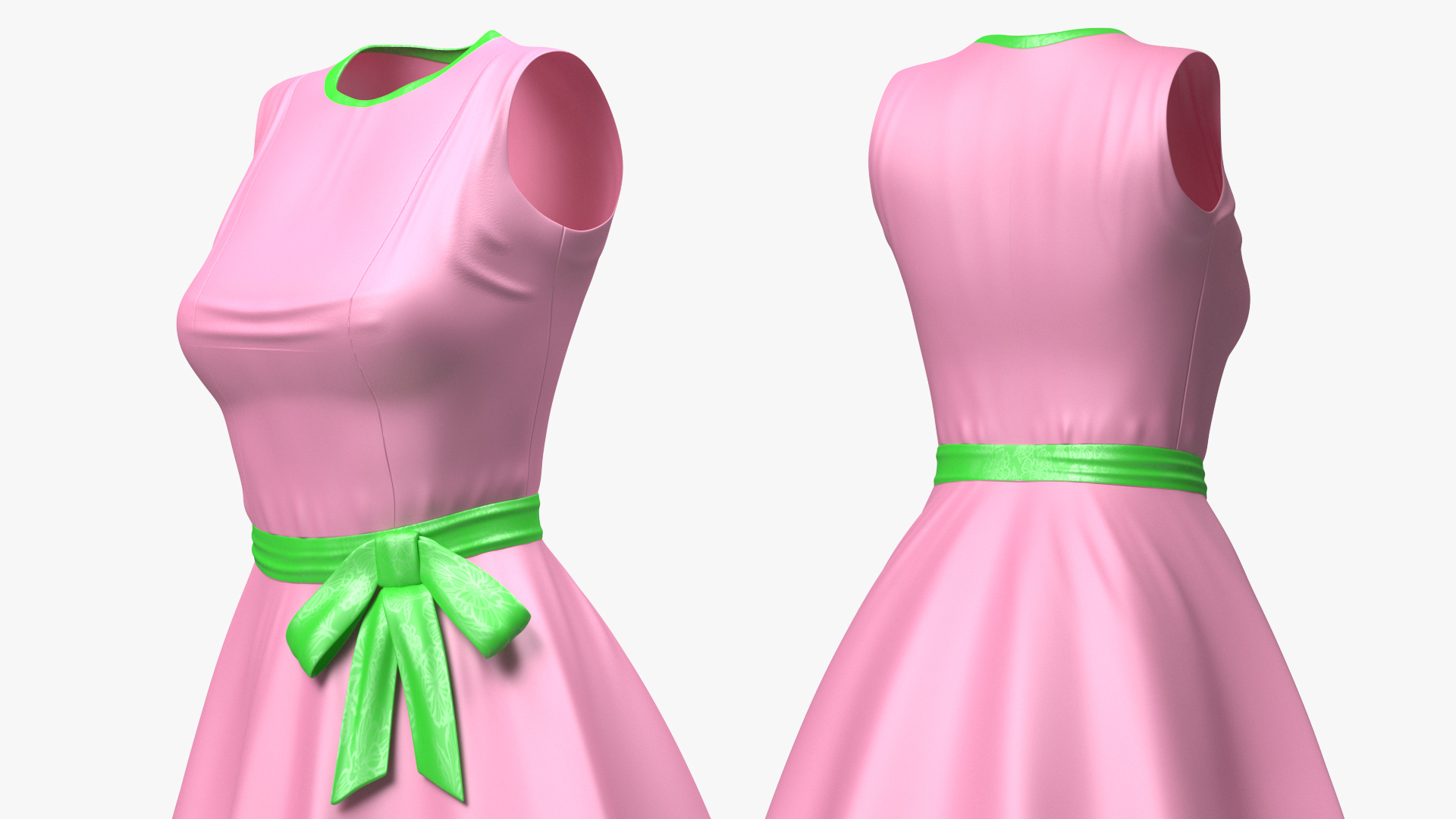 3D model Pink Dress with Paper Umbrella