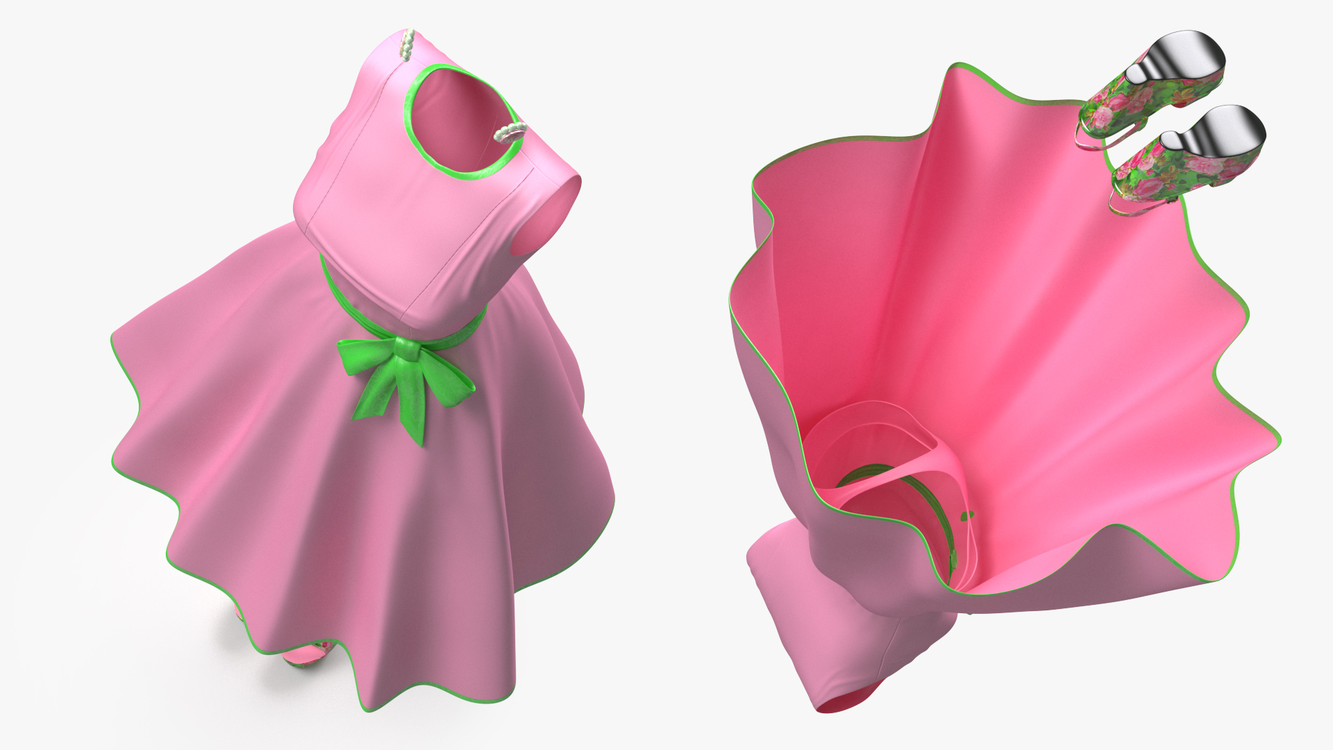 3D model Pink Dress with Paper Umbrella