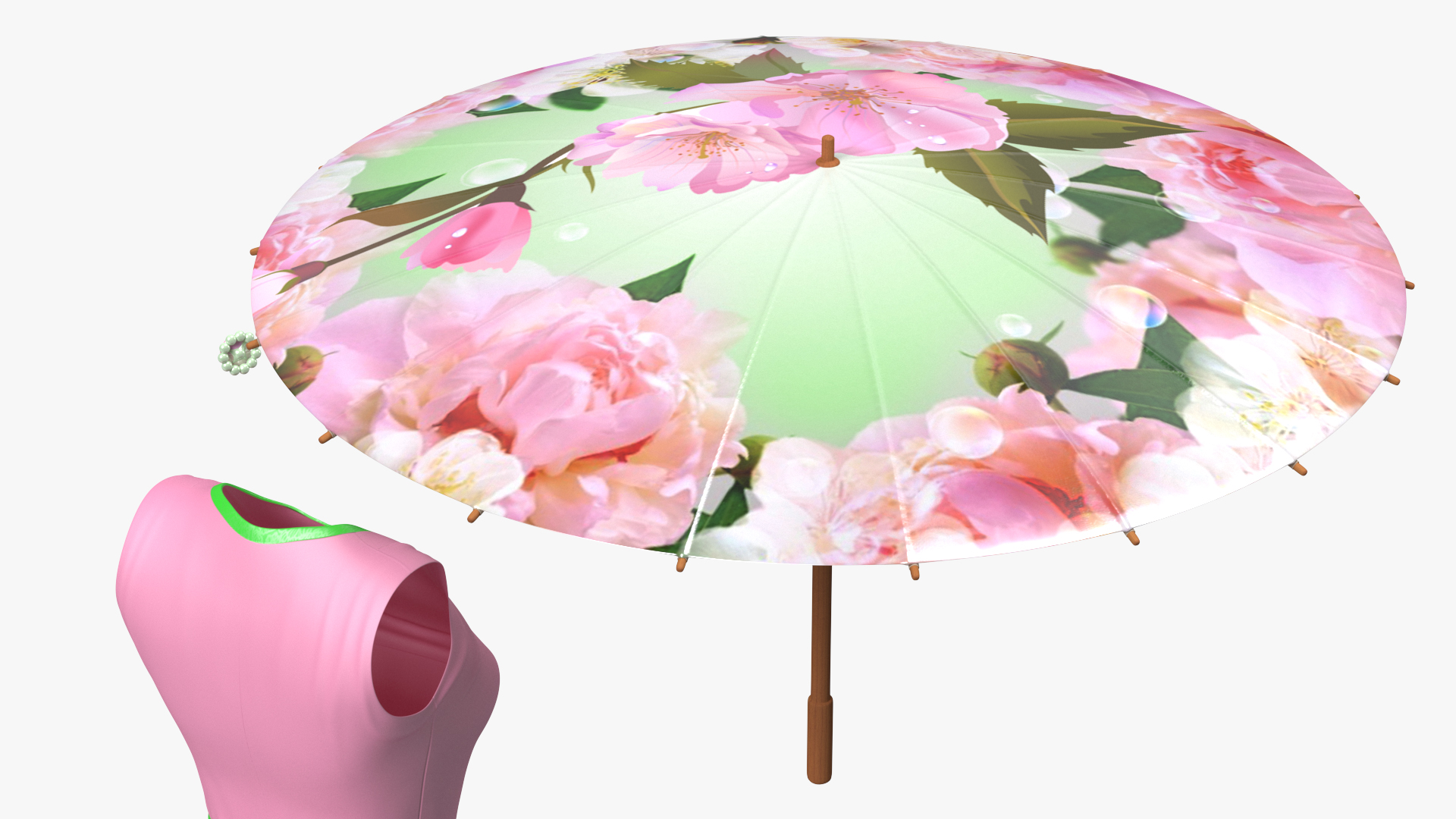 3D model Pink Dress with Paper Umbrella