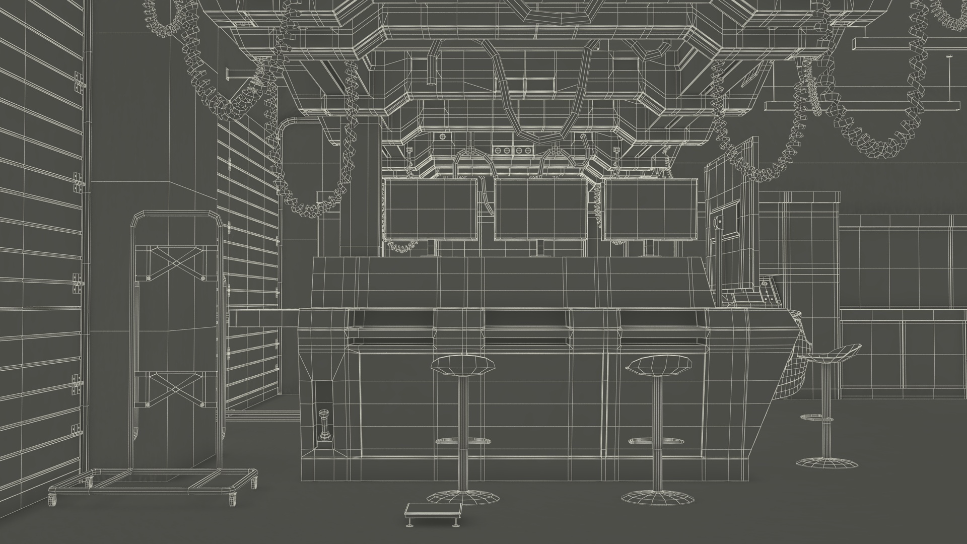 3D Racing Pit Garage and Dodge Challenger model