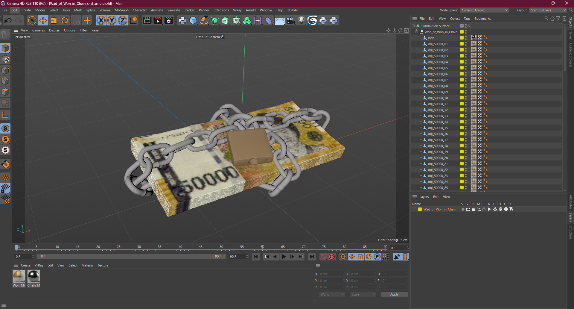 Wad of Won in Chain 3D model