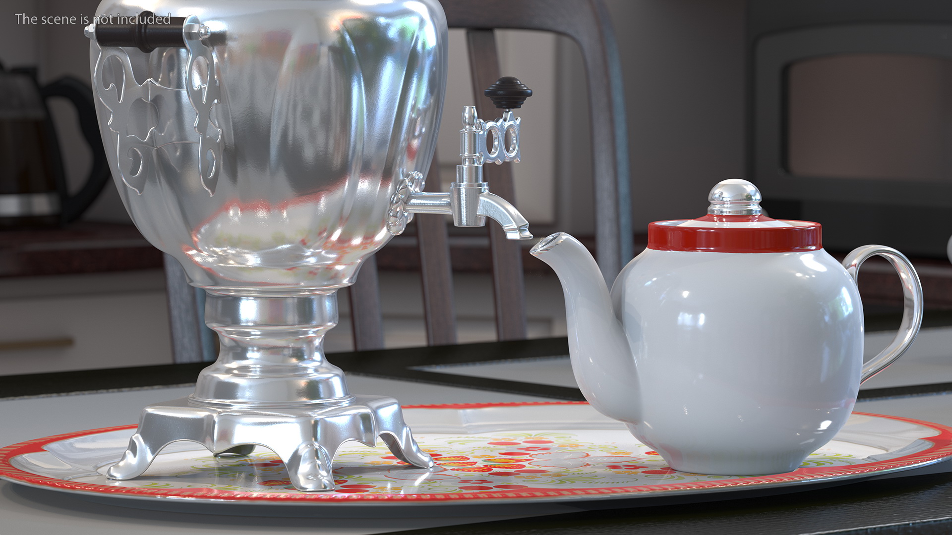 3D Vintage Electric Samovar Set model