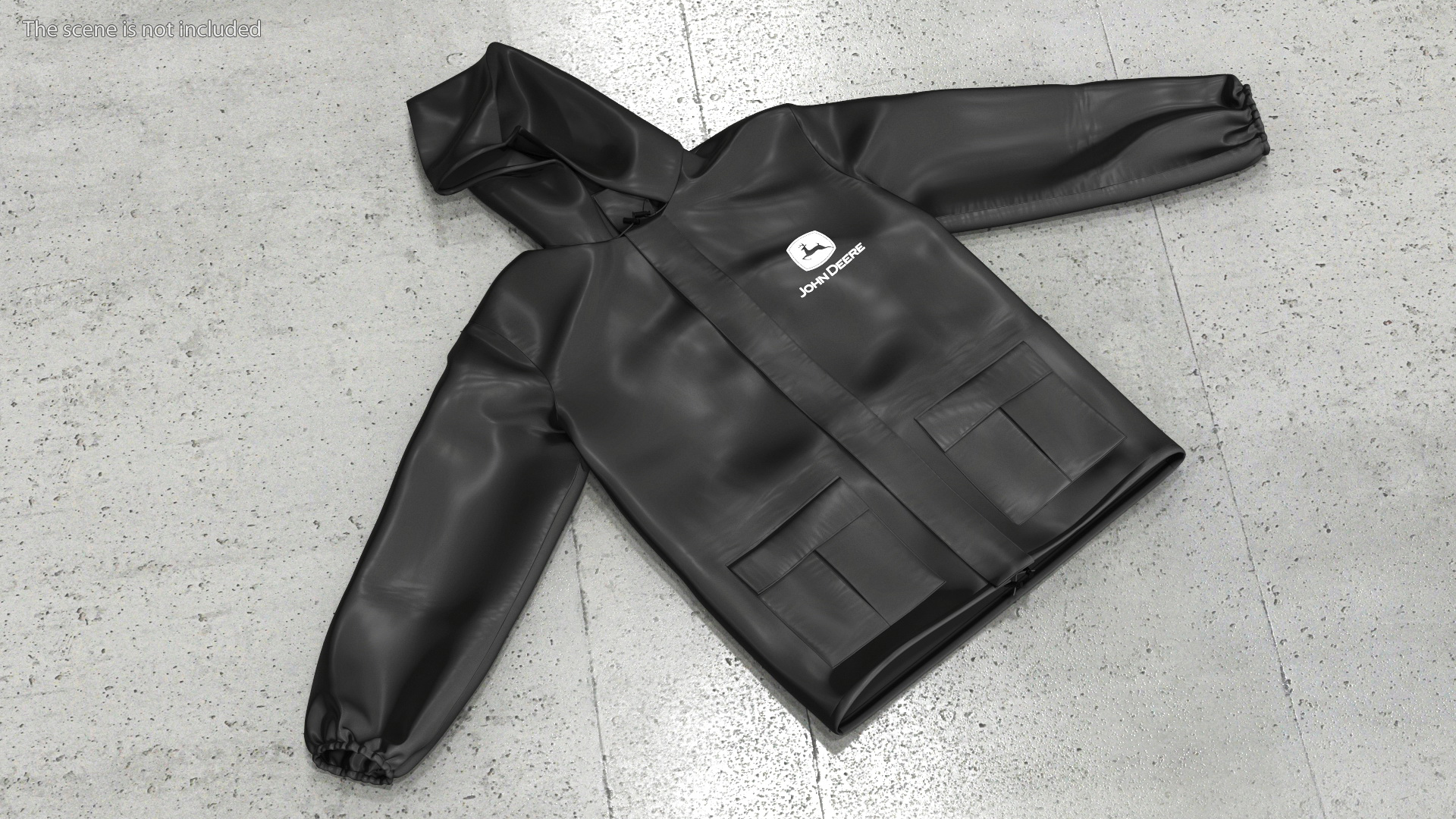 3D John Deere Black Rain Jacket model