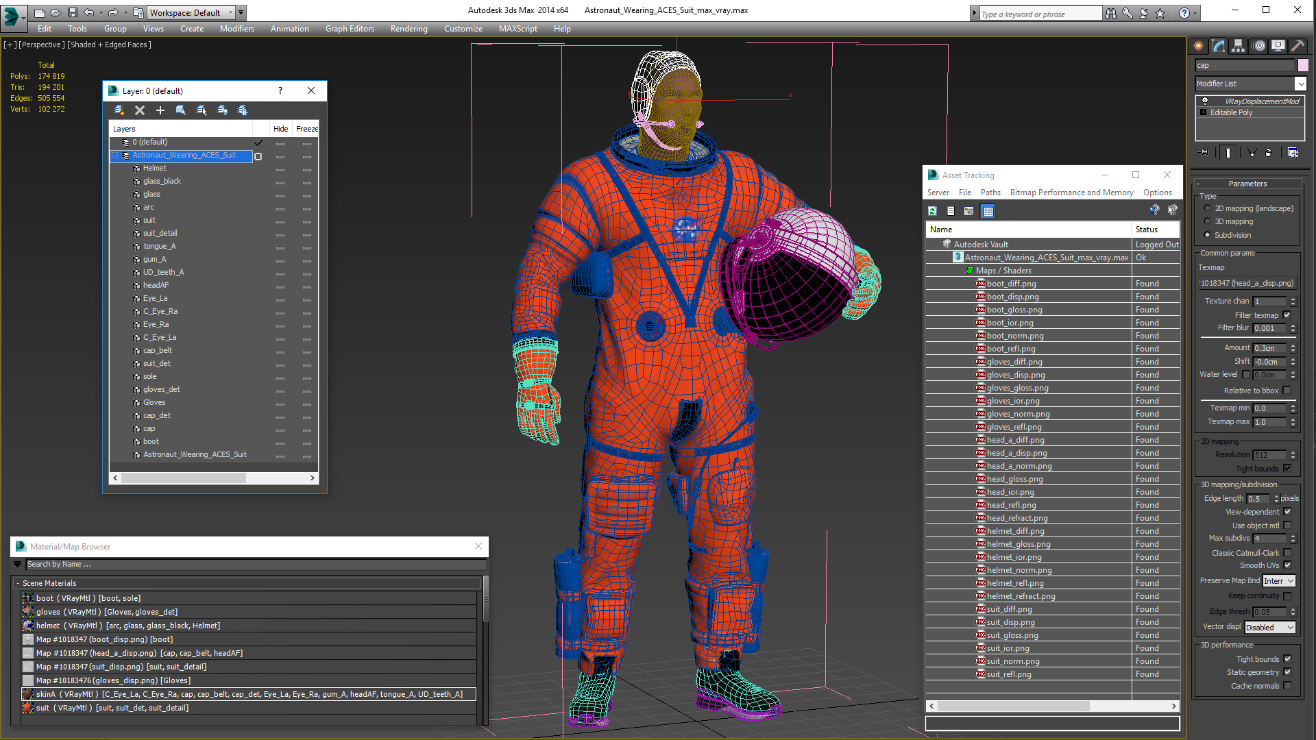 Astronaut Wearing ACES Suit 3D