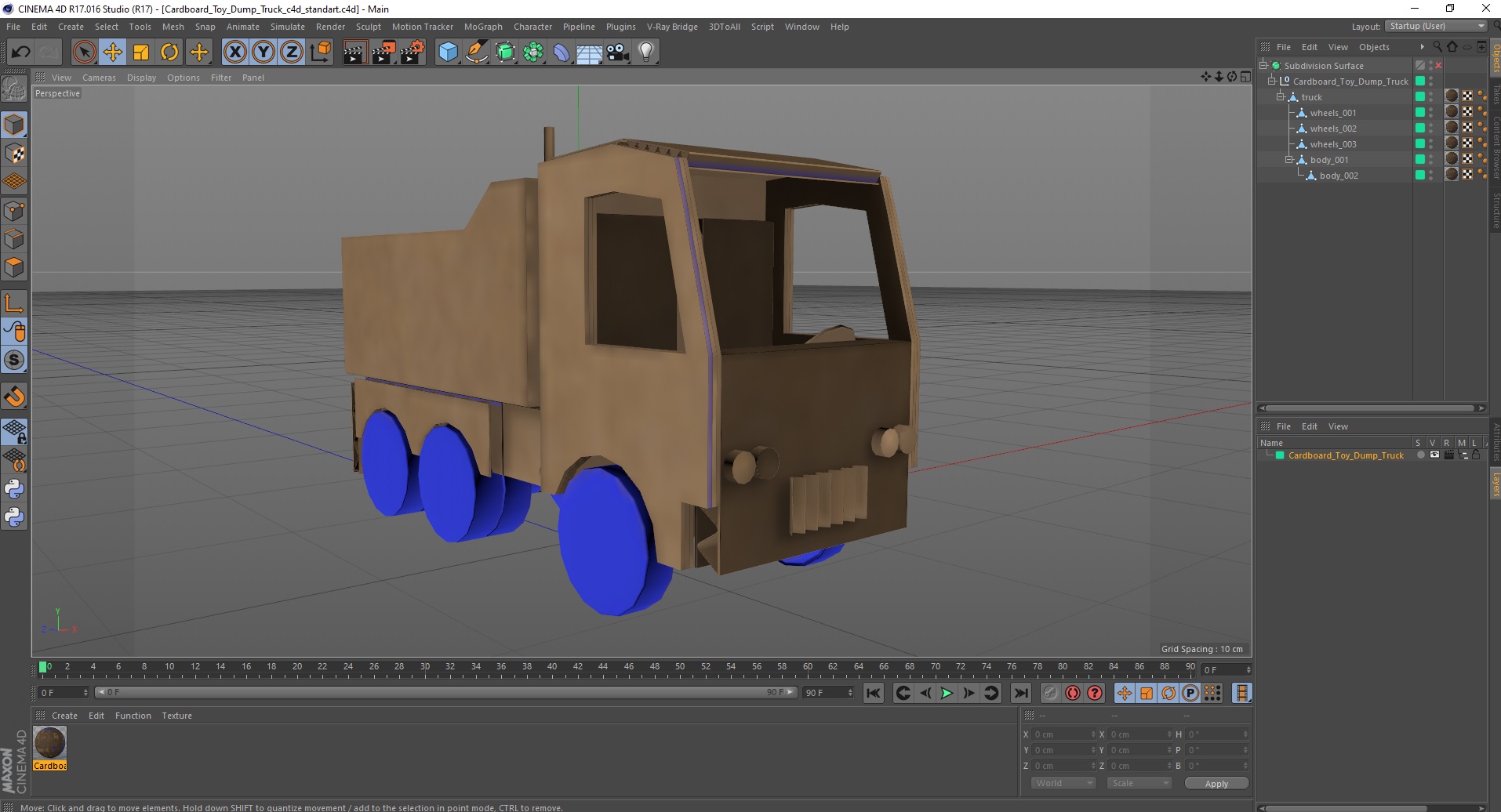 Cardboard Toy Dump Truck 3D model