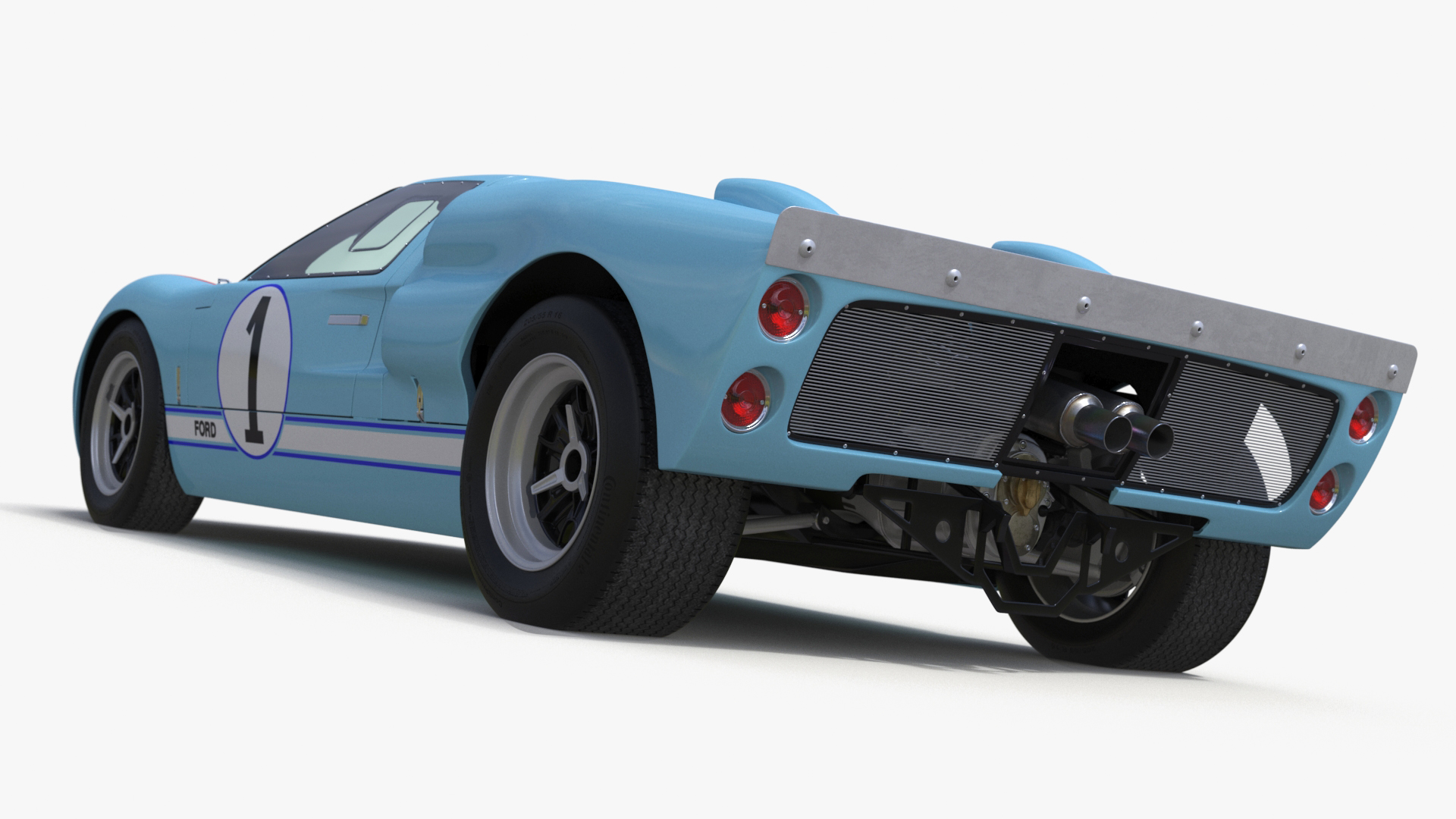 3D Ford GT40 Racing Car Blue Simplified