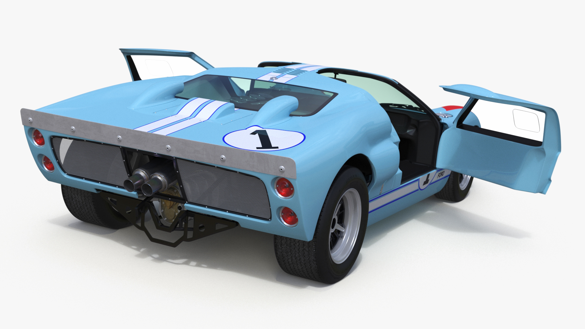 3D Ford GT40 Racing Car Blue Simplified